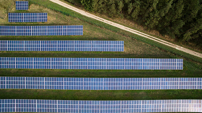 Solar panels used to generate renewable green energy