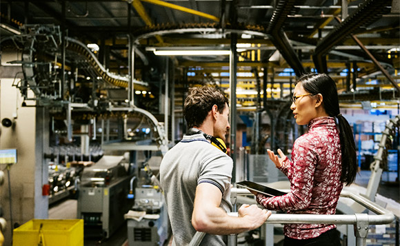 Woman and customer discussing about working capital Woman and customer discussing about working capital